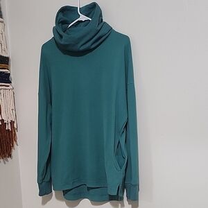dip Teal Cowl Neck Women's Sweater